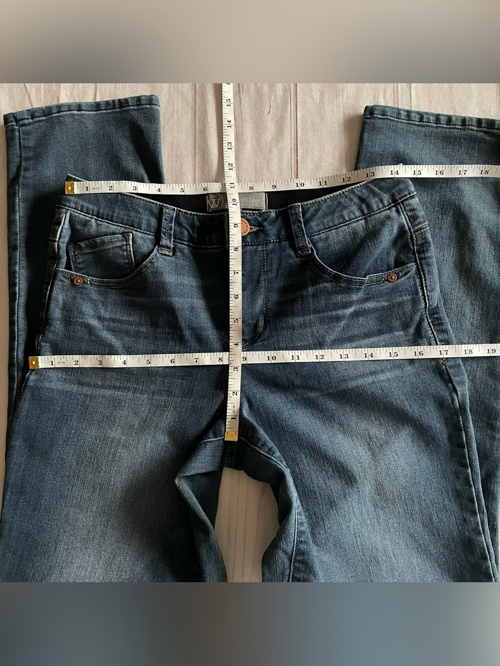 Wit & Wisdom Jeans Women’s 6 Blue Straight Leg Ab Solution Stretch Mid Rise Fade - Picture 8 of 11